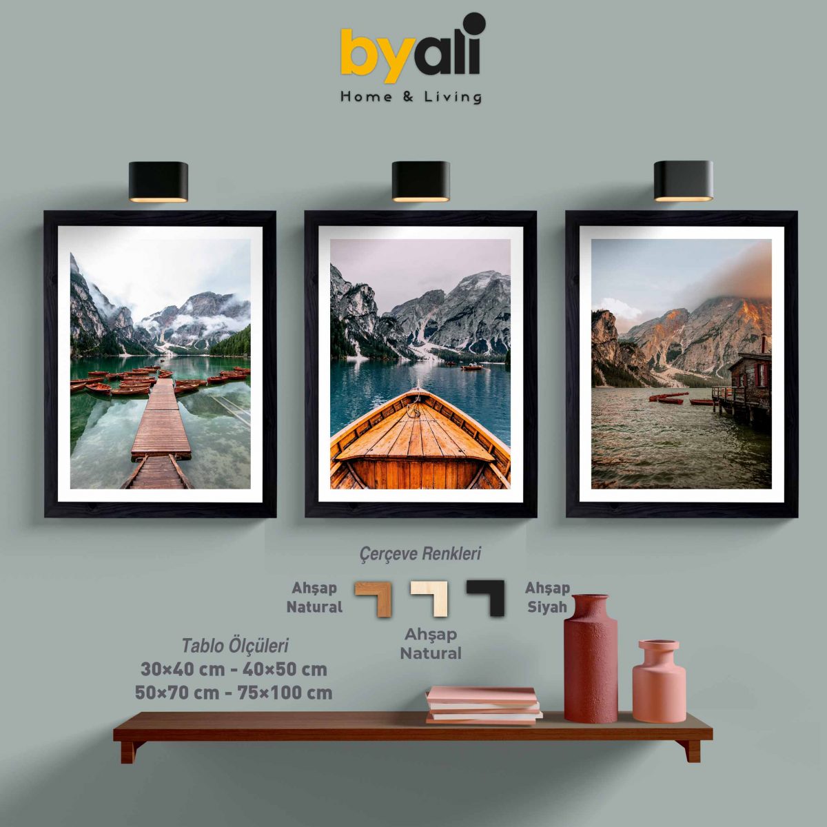 Ahşap Çerçeveli Natural World 3’lü Tablo Seti F1015