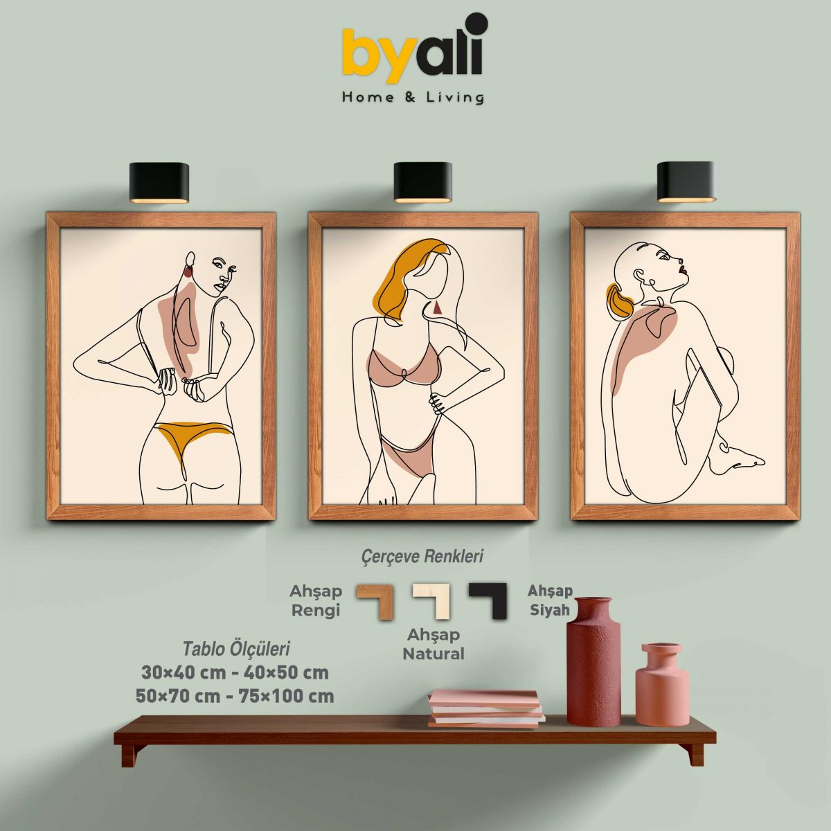 Woman Body 3’lü Tablo Seti - 3193