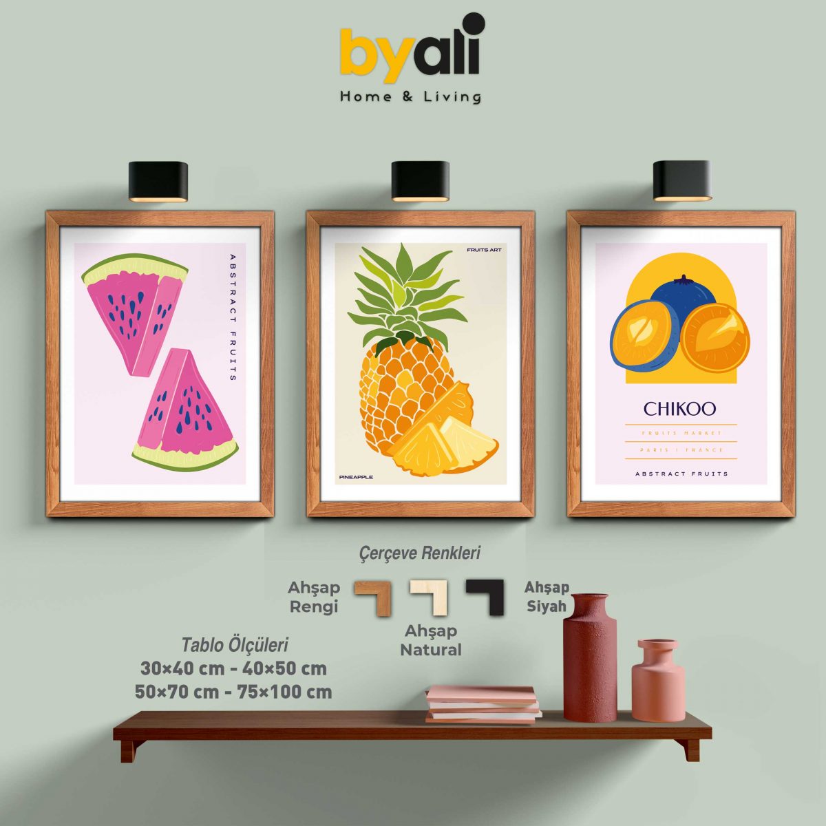 Tropical Fruits 3'lü Tablo Seti - 3216