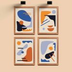 Minimalist Bohemian Ahşap Çerçeveli 4’lü Tablo Seti 4008