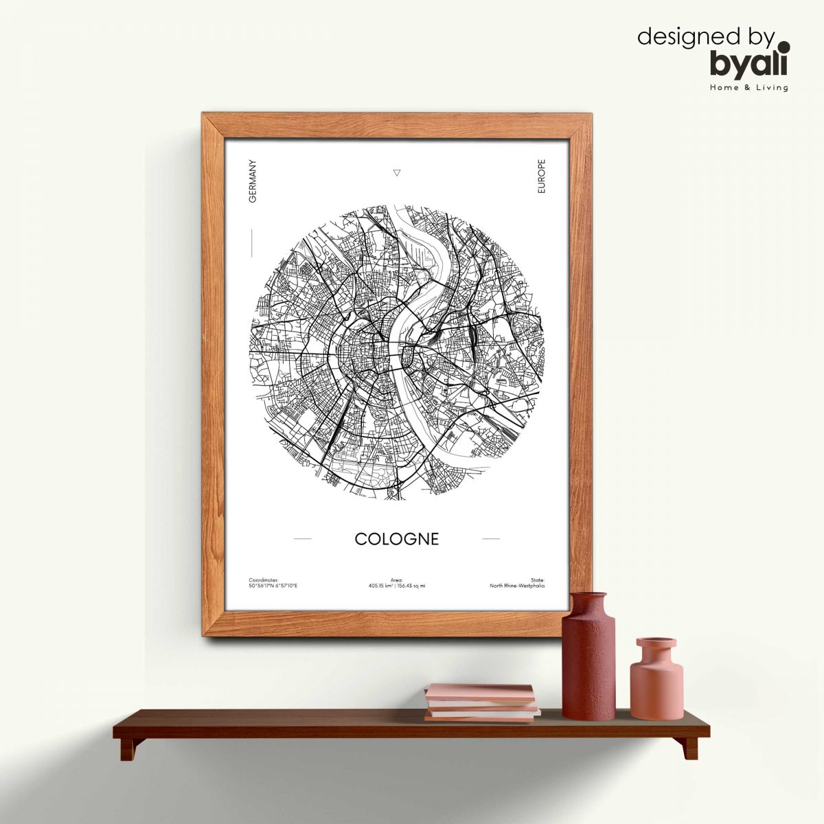 Cologne Map Ahşap Çerçeveli Tablo CM1008