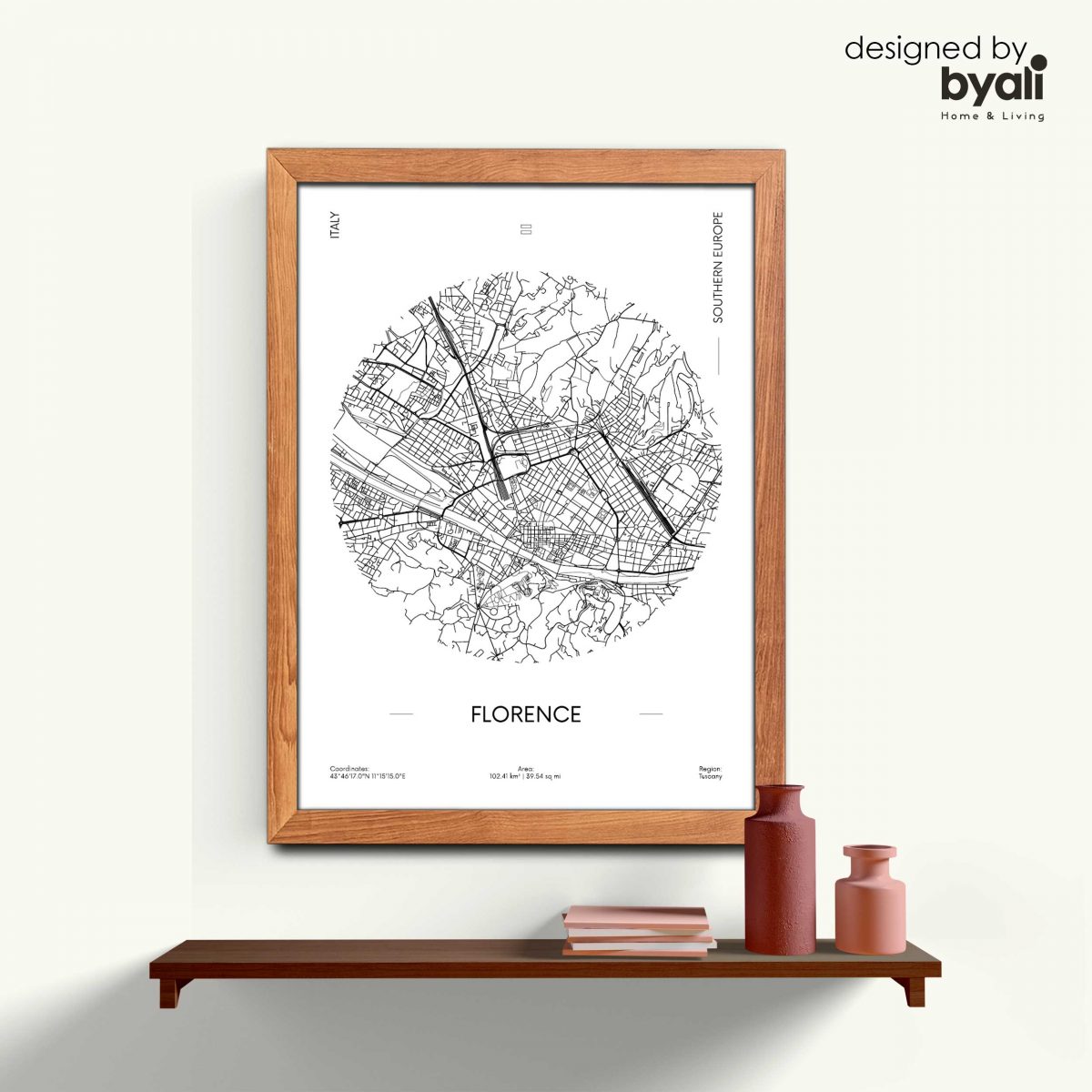 Florence Map Ahşap Çerçeveli Tablo CM1009