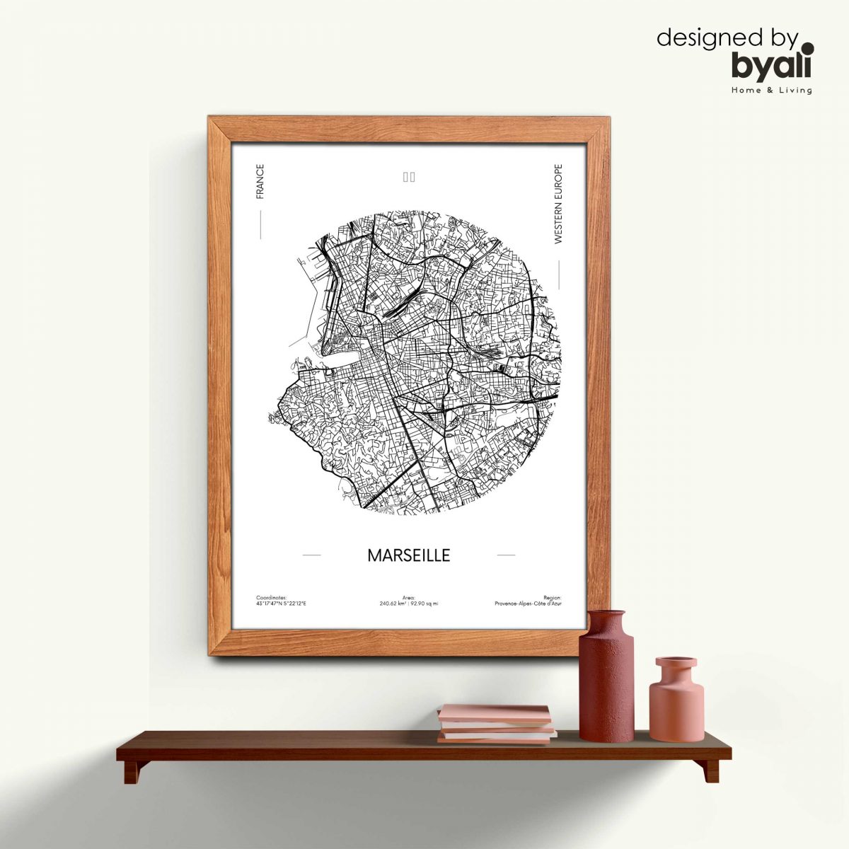 Marseille Map Ahşap Çerçeveli Tablo CM1016