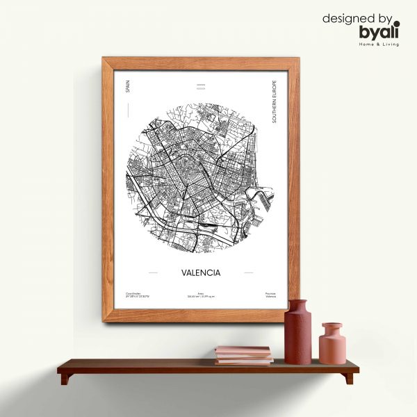 Valencia Map Ahşap Çerçeveli Tablo CM1021