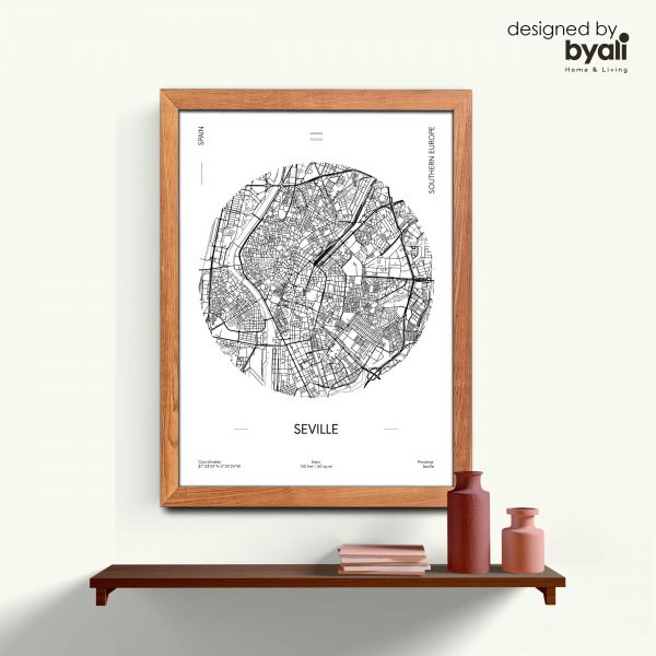 Seville Map Ahşap Çerçeveli Tablo CM1022