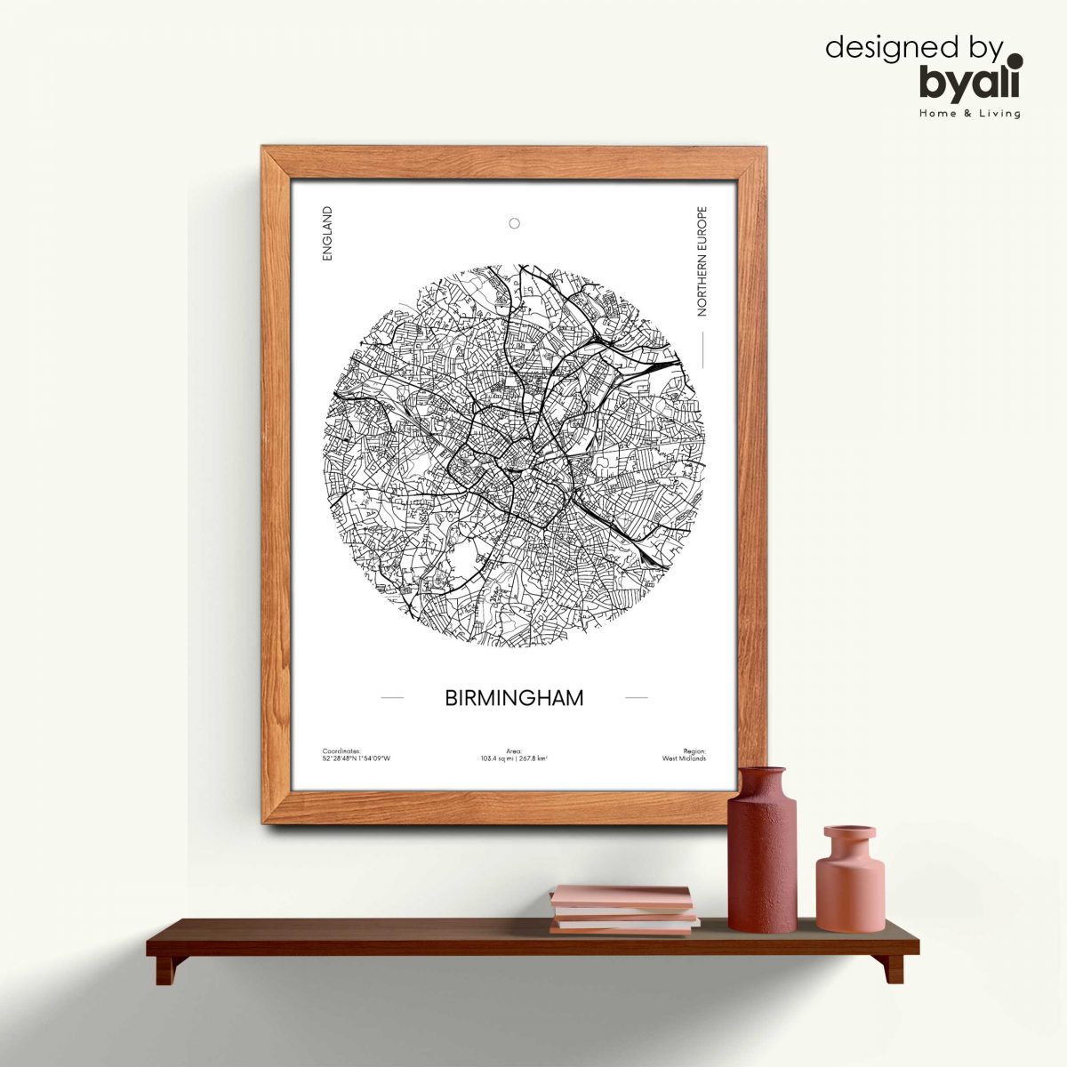 Birmingham Map Ahşap Çerçeveli Tablo CM1026