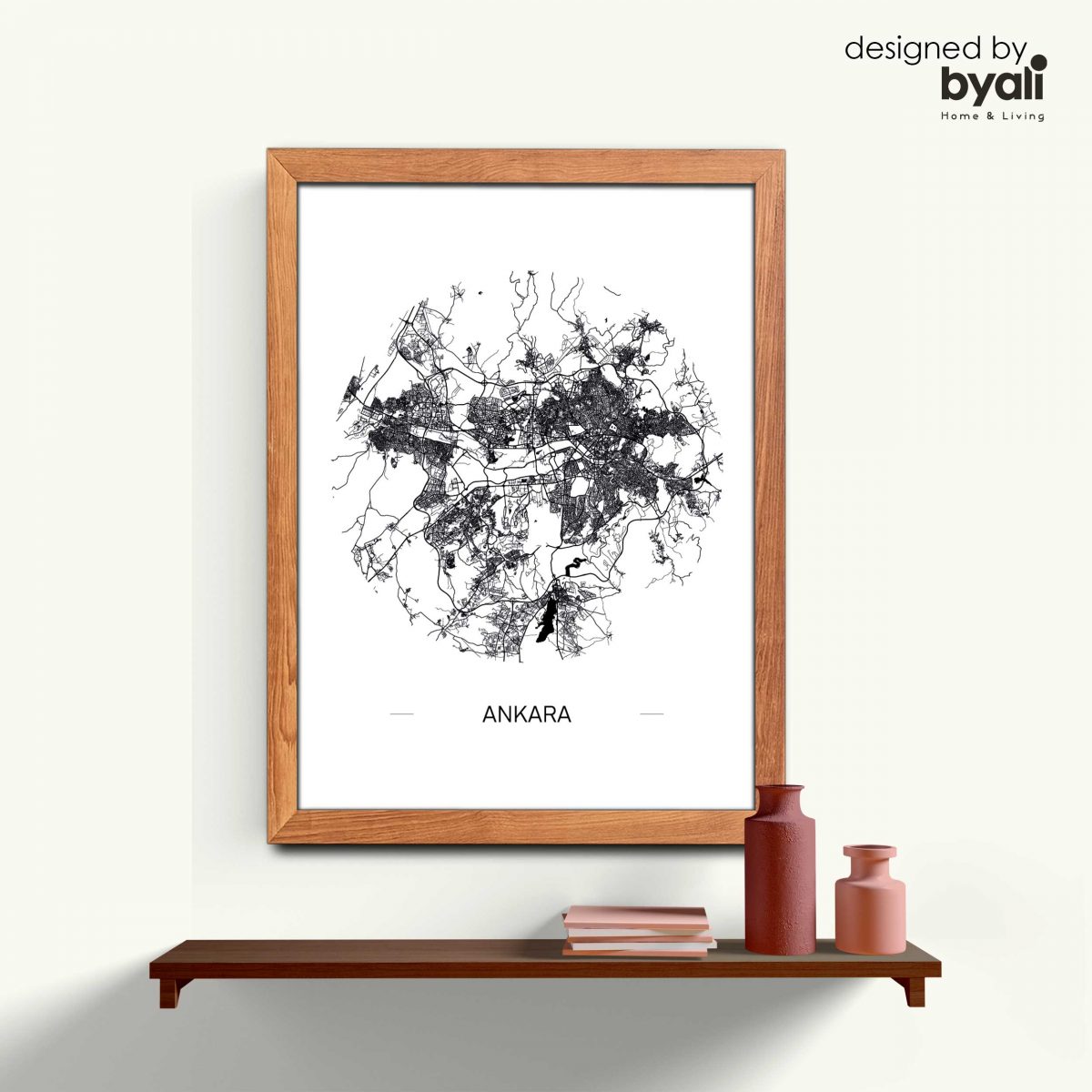 Ankara Map Ahşap Çerçeveli Tablo CM1030