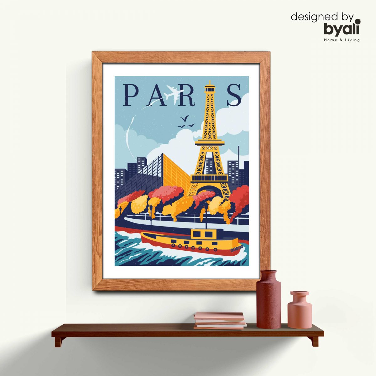 Paris Retro Şehir Ahşap Çerçeveli Tablo CR 1045