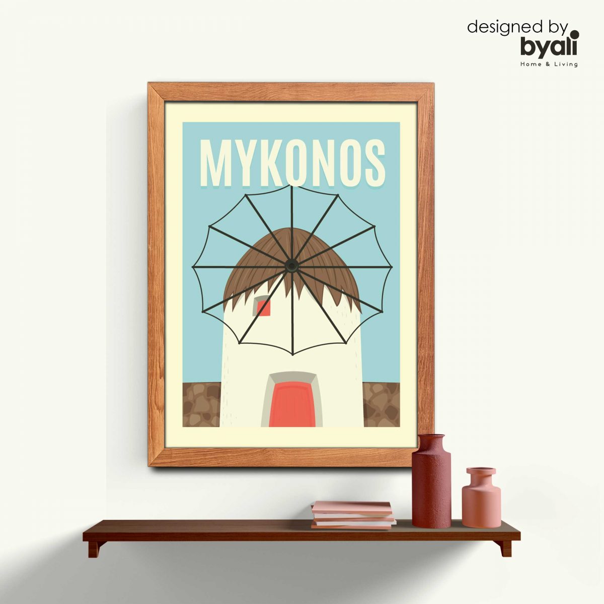 Mykonos Retro Şehir Ahşap Çerçeveli Tablo CR 1055