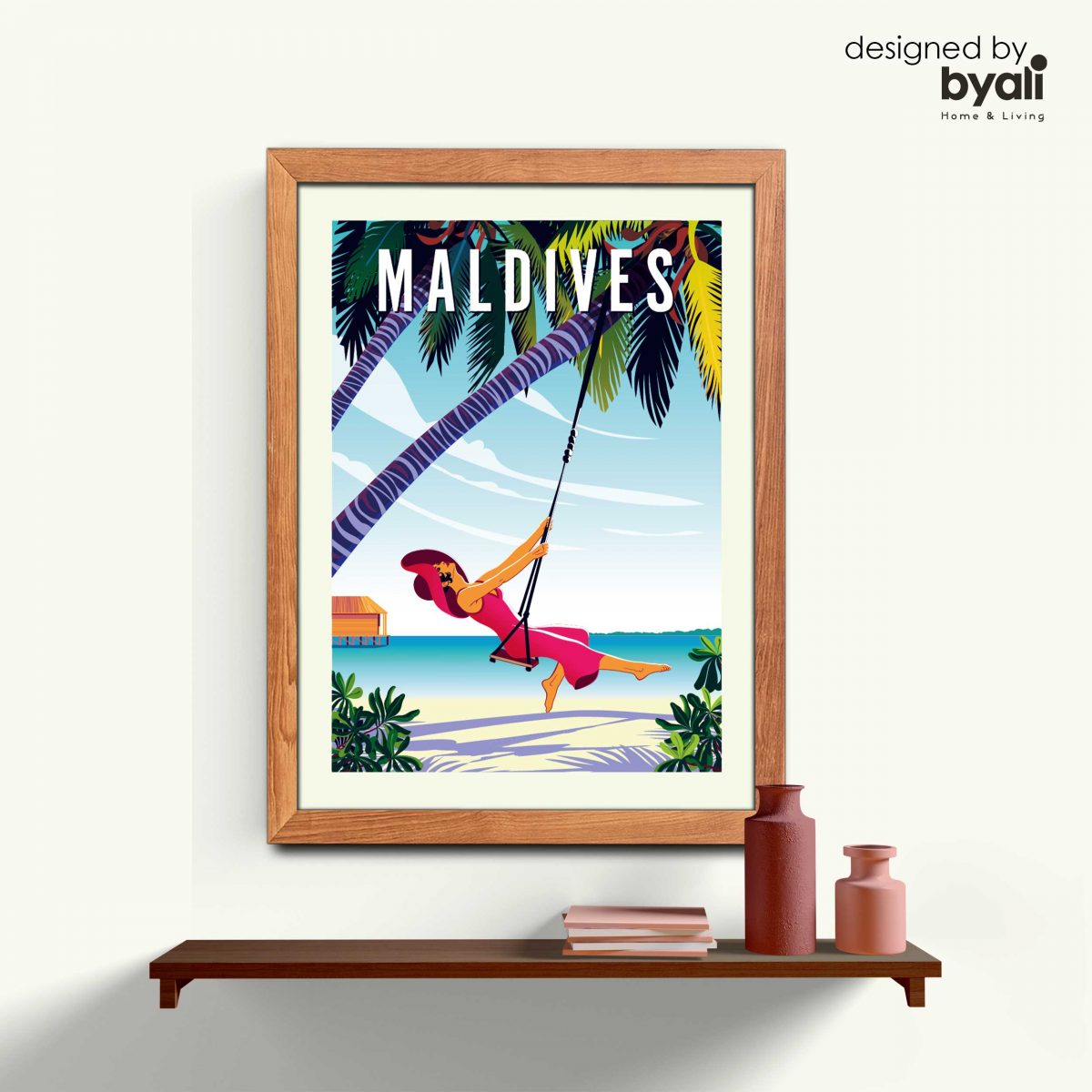 Maldives Retro Şehir Ahşap Çerçeveli Tablo CR 1059