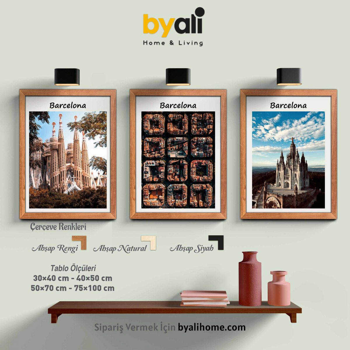 ahşap çerçeveli barcelona tabloları