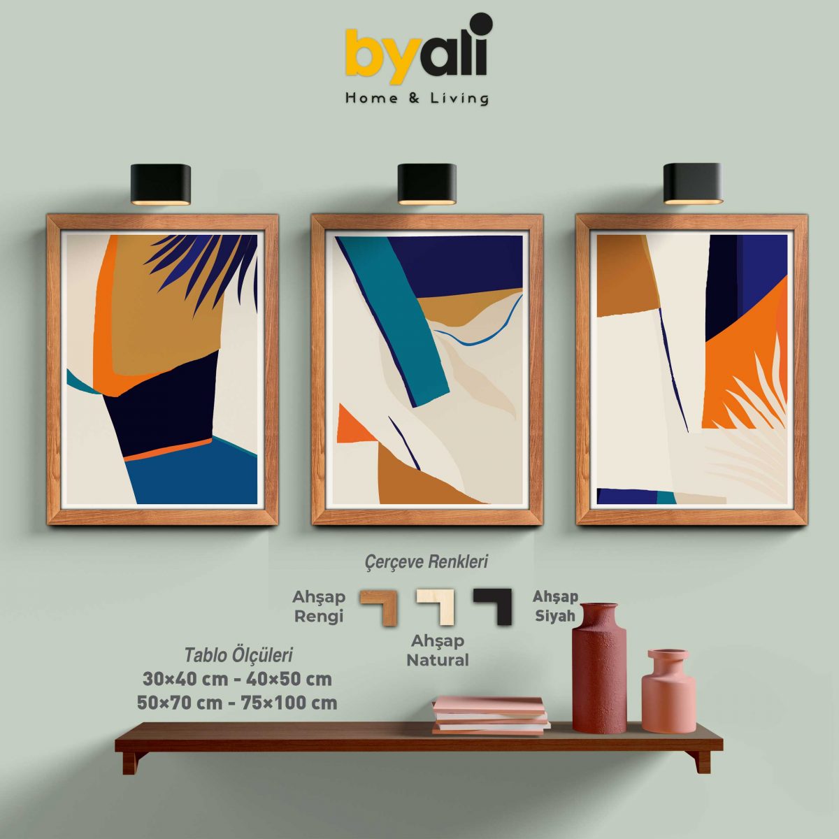 Modern abstract 3’lü Tablo Seti - 3254