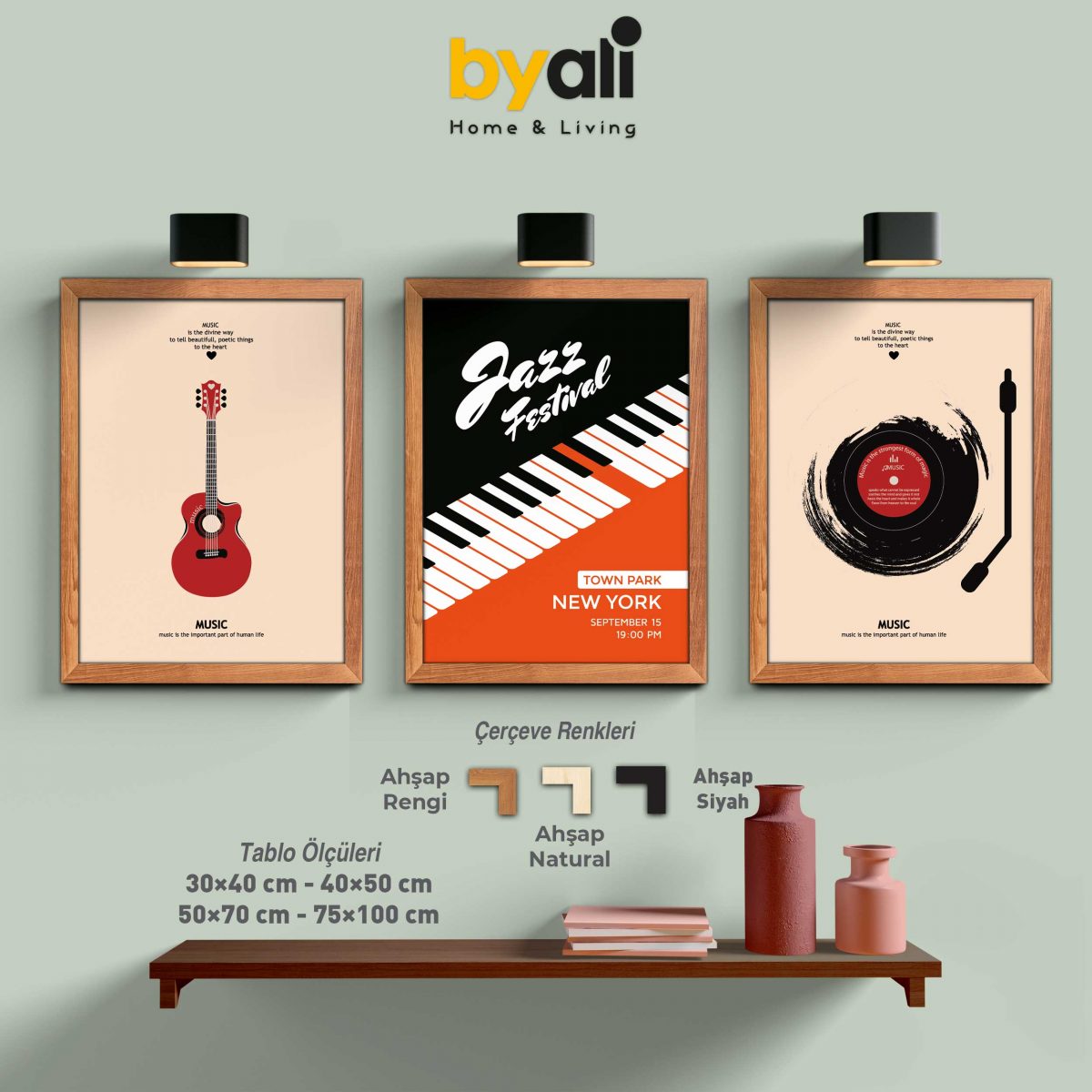 Müzik 3’lü Tablo Seti - 3256