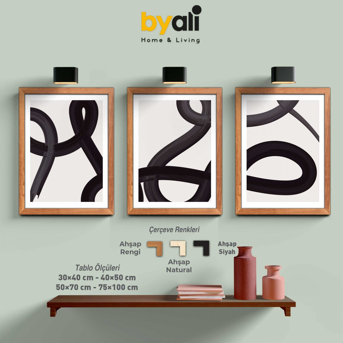 Abstract Geometric 3’lü Tablo Seti - 3258