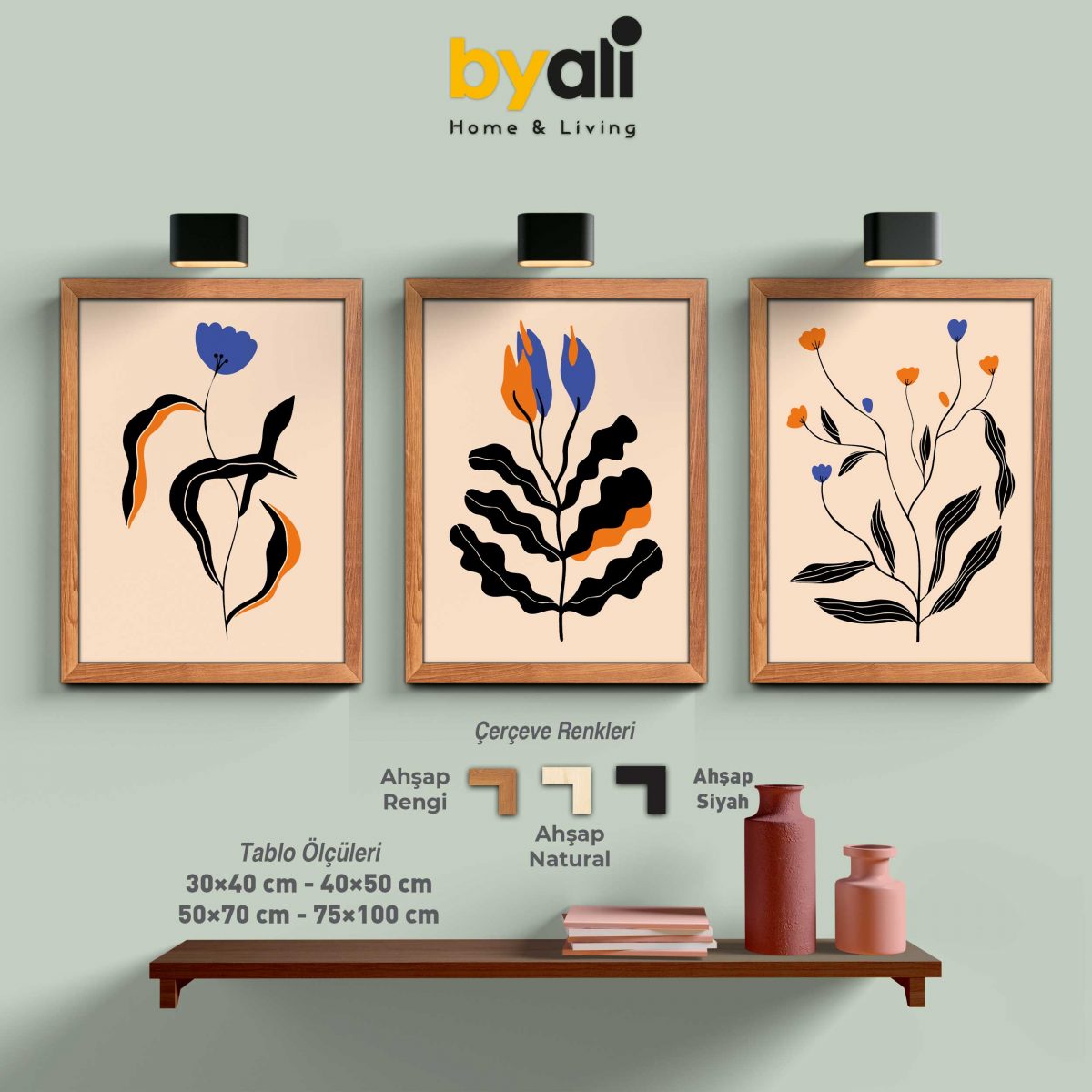 Aesthetic Floral 3’lü Tablo Seti - 3259