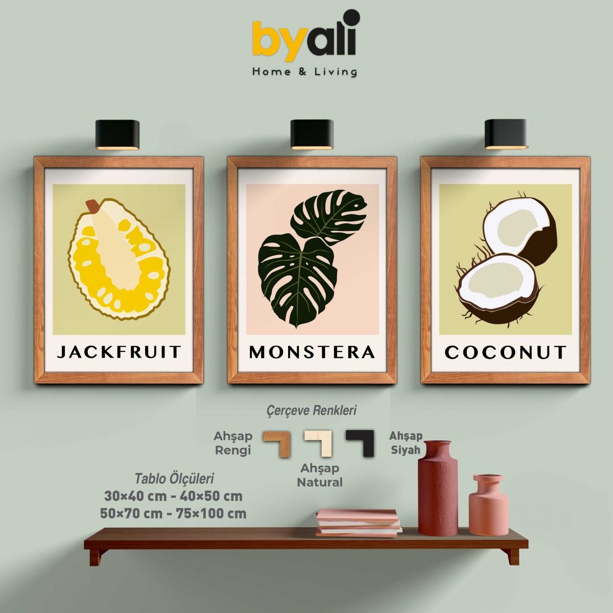 Abstract Fruit 3’lü Tablo Seti - 3262