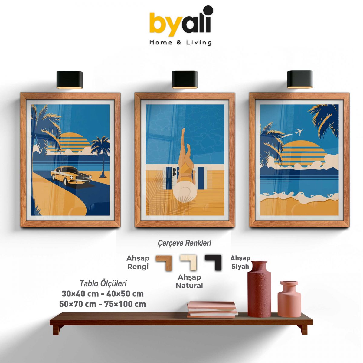 Summer Boho 3’lü Tablo Seti - 3287