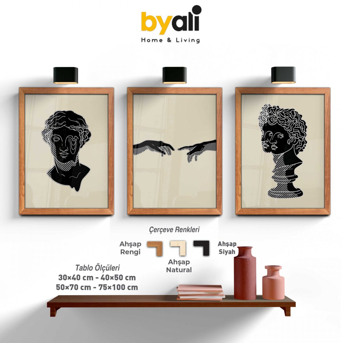 Retro futuristic 3’lü Tablo Seti - 3290