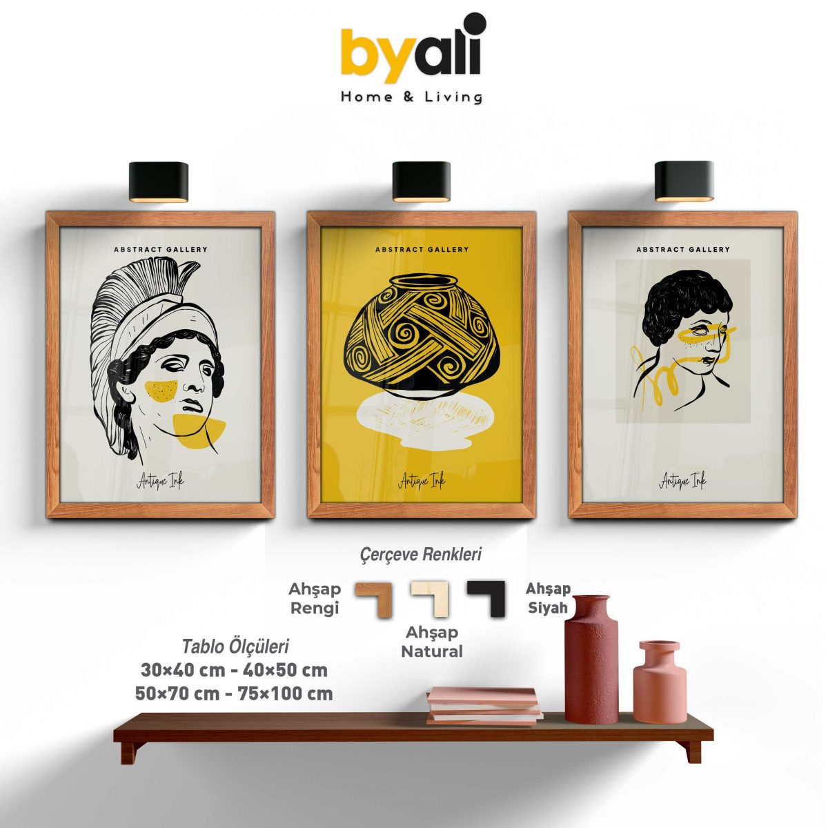 Antique Ink 3’lü Tablo Seti - 3300