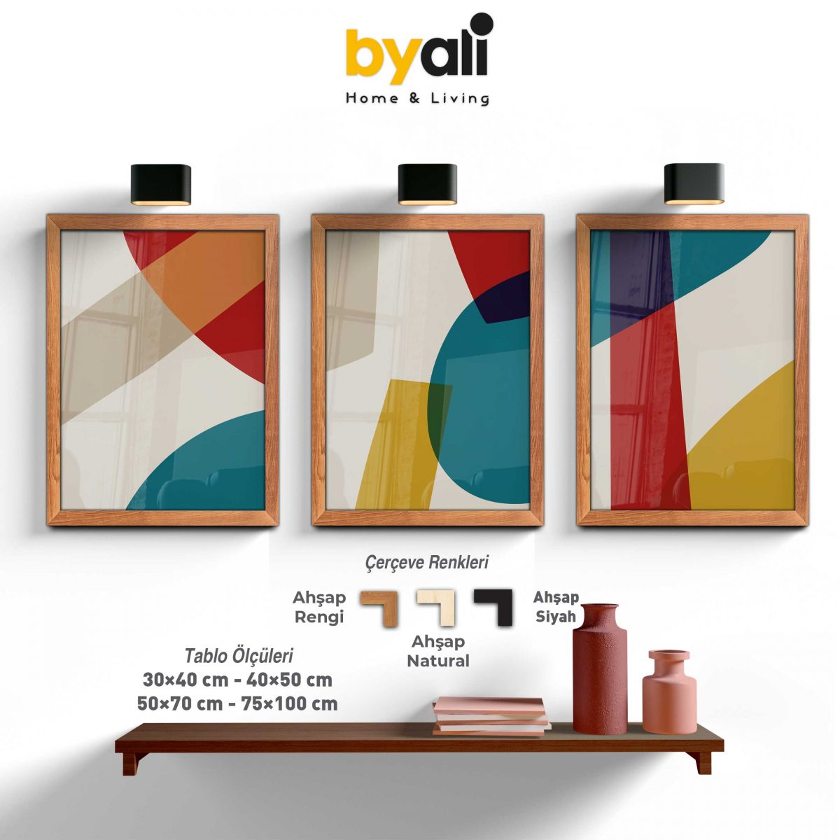 Mid Century Art 3’lü Tablo Seti - 3306