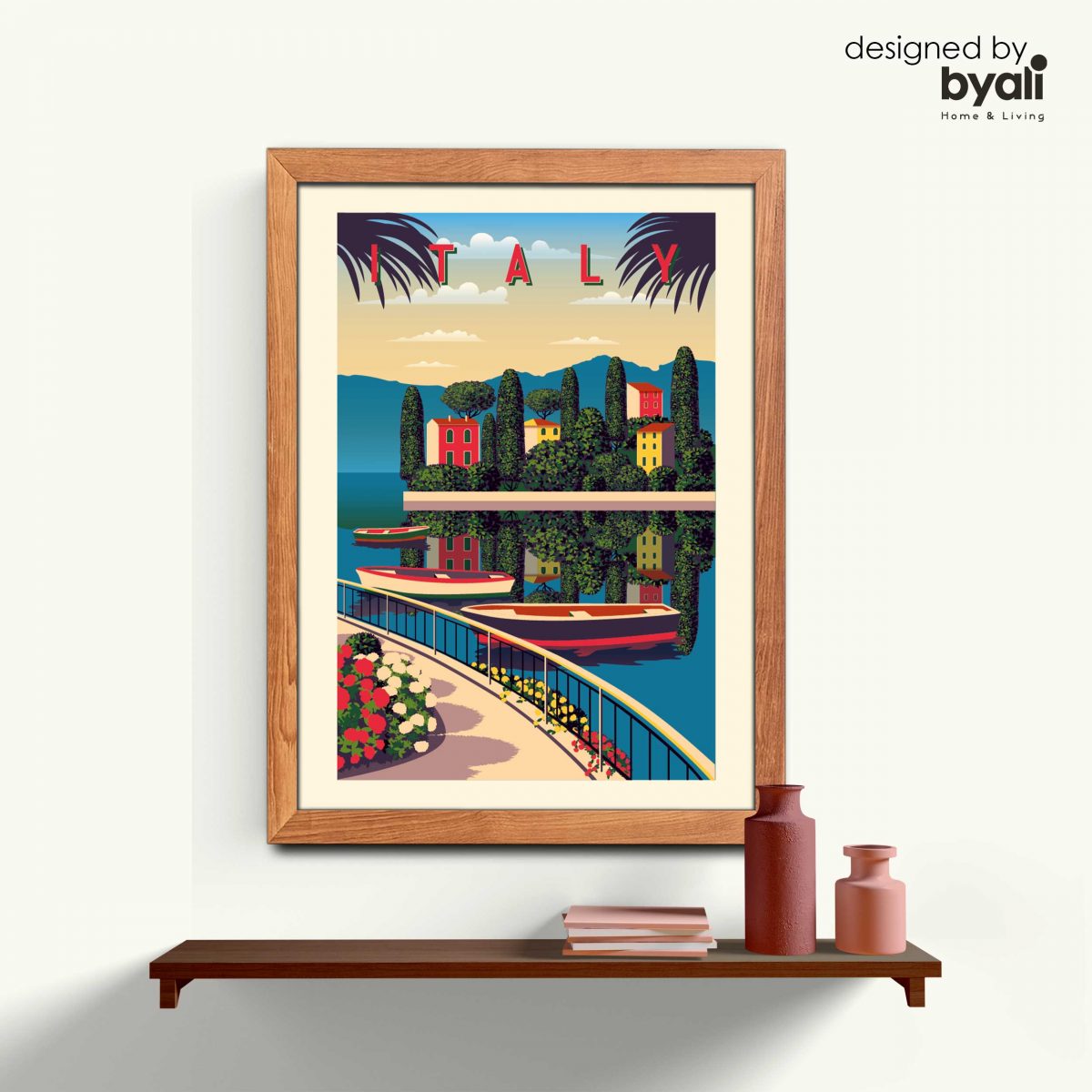 Italy Retro Şehir Ahşap Çerçeveli Tablo CR 1091