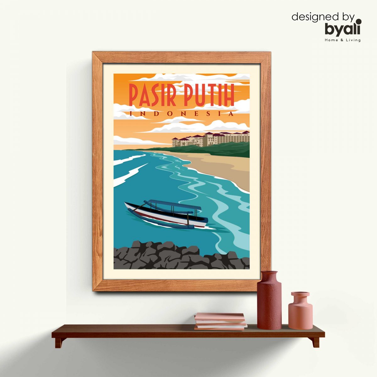 Indonesia Retro Şehir Ahşap Çerçeveli Tablo CR 1098