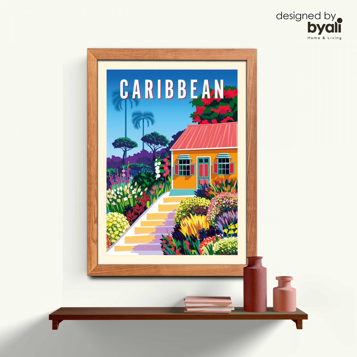 Caribbean Retro Şehir Ahşap Çerçeveli Tablo CR 1105