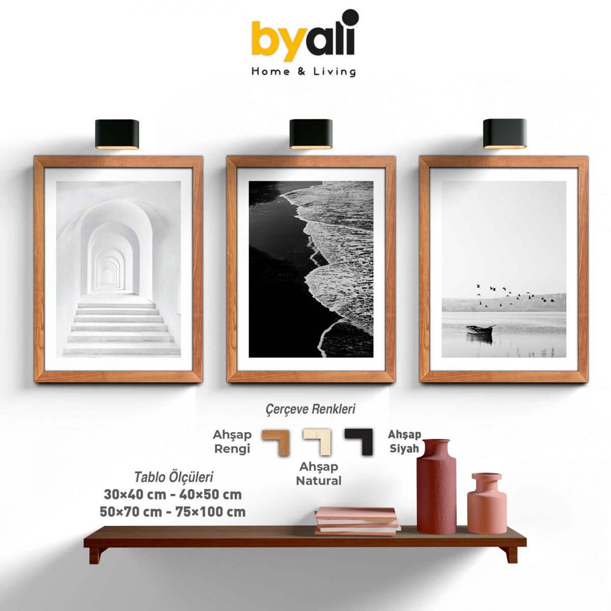 Black And White 3’lü Tablo Seti - F1039---0