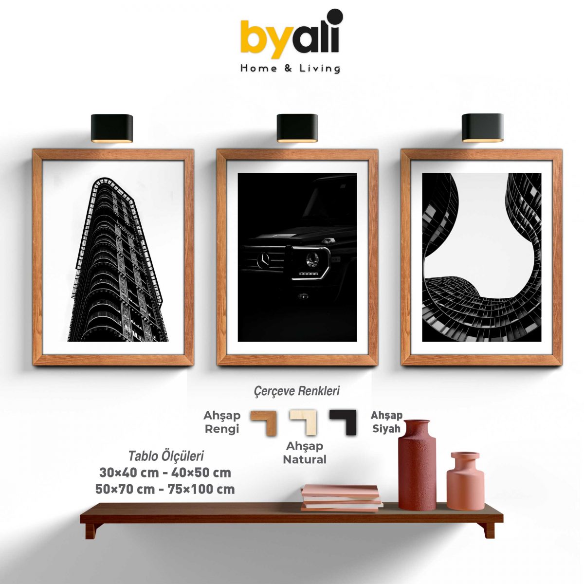 Black And White 3’lü Tablo Seti - F1047---0