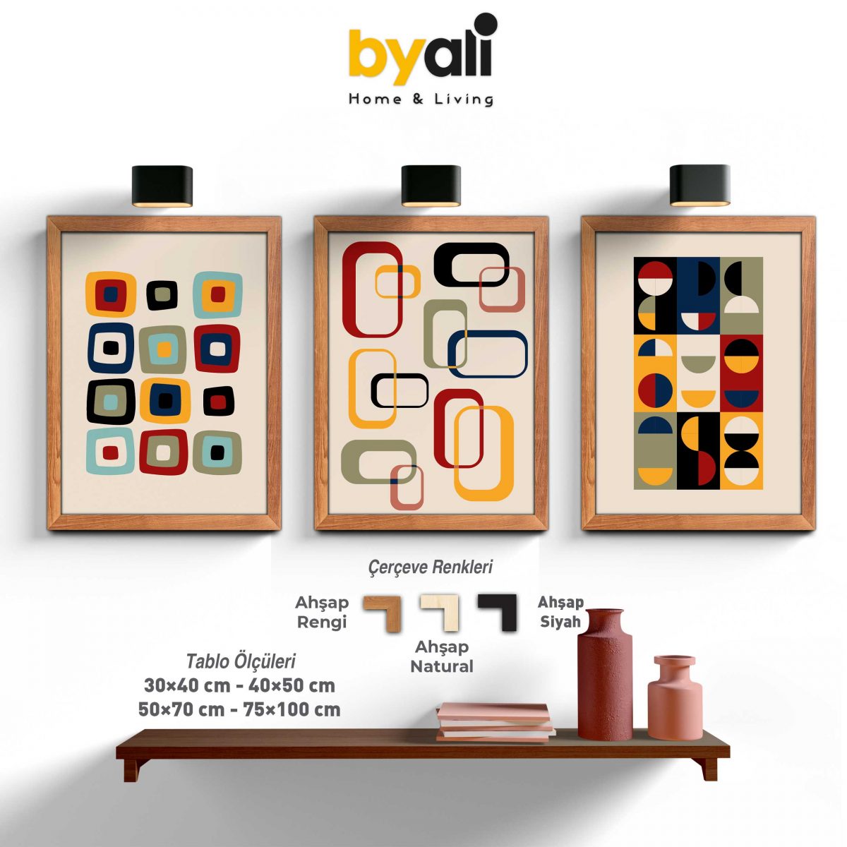 Mid Century 3’lü Tablo Seti - 3316